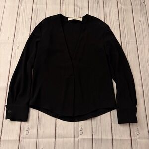 IRO Paris Licious‎ Women's Black V-Neck Blouse Long Sleeve Made in France 36 S